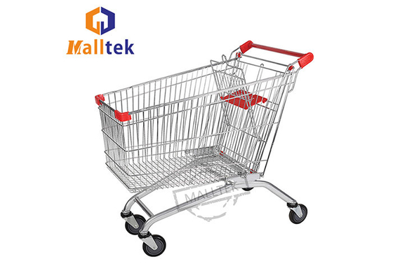 210L Supermarket Shopping Trolley Cart With 4 Wheel