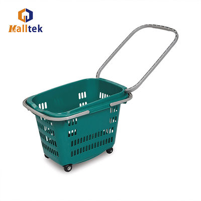 55L Shopping Mall Rolling Baskets With 4 Wheels For Retail Stores