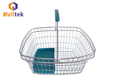 Cosmetics Shop Wire Metal Grocery Shopping Basket With Plastic Tray