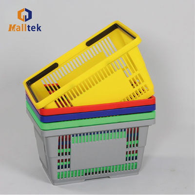 Blue / Red / Green Popular Handbasket Supermarket Plastic Shopping Basket Logo Custom