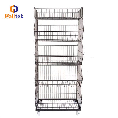 Customized Supermarket Rolling Metal Wire Container Promotion Mesh Cage With Wheels