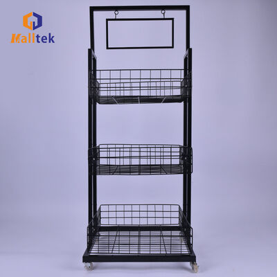 Customized Advertising Poster Supermarket Promotion Mesh Cage With Wheels