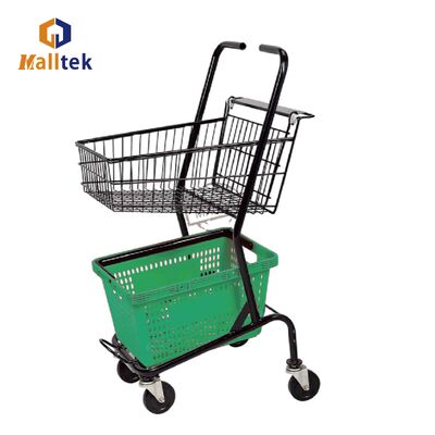 2 Layer Supermarket Shopping Trolley For Grocery 100KG Loading