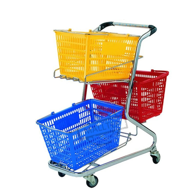 3つのバスケット 工場 卸売 格安 市場 ショッピング 双層 手バスケット トロッキー カスタマイズ